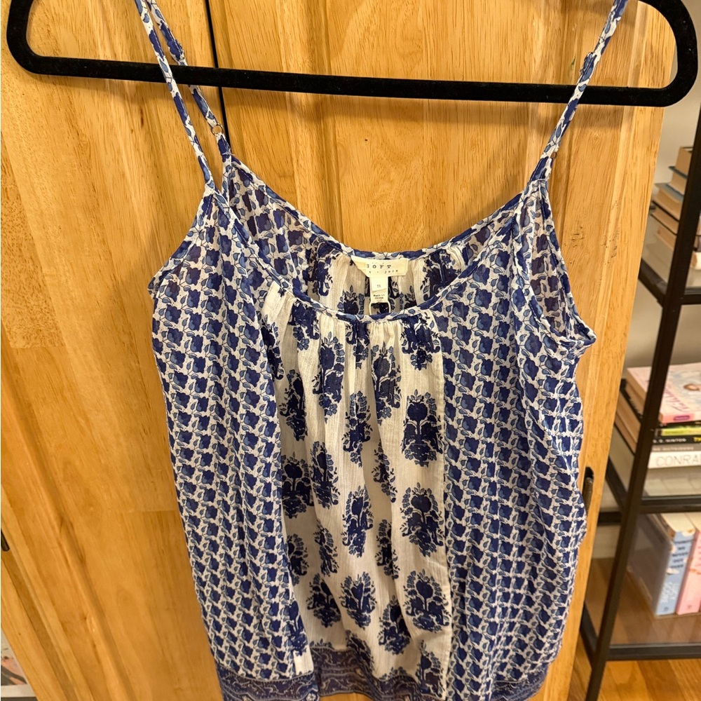Joie Blue and White Patterned Camisole